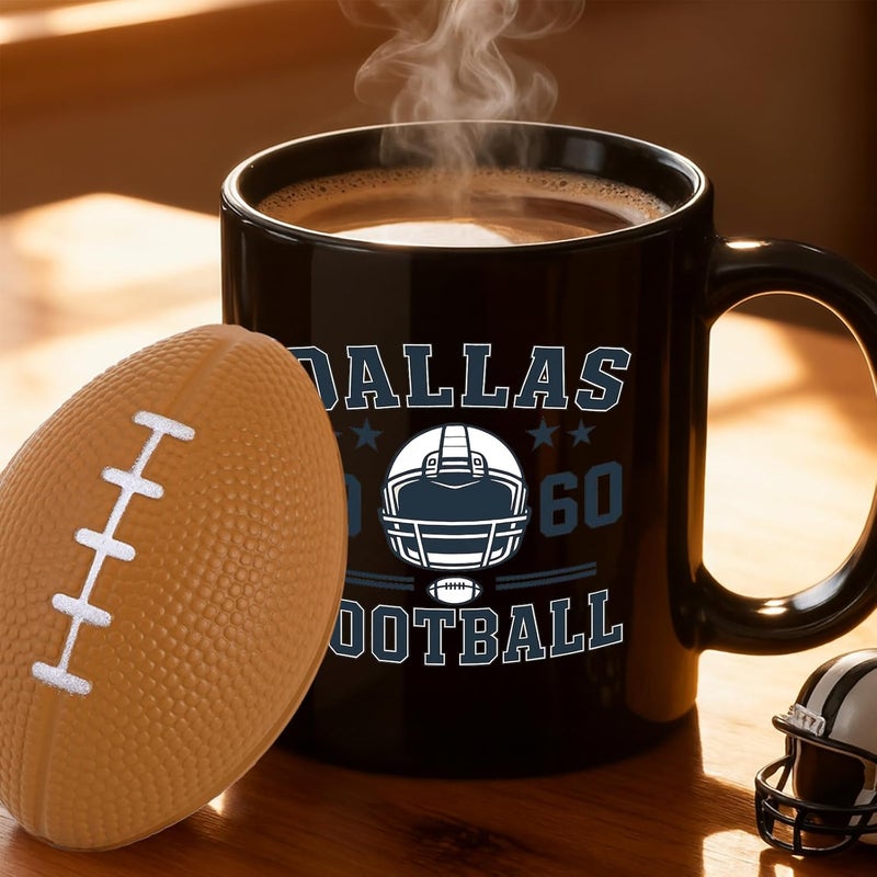 Kiraddle 2 in 1 Football Fan Ceramic Coffee Mug Cup Dallas Themed Merch Shop Men Women Sport Stuff Gear Apparel Cowboys Team Desk Gag Decor Accessories Collectible Merchandise Dad Cool Birthday Christmas Gift - Image 1